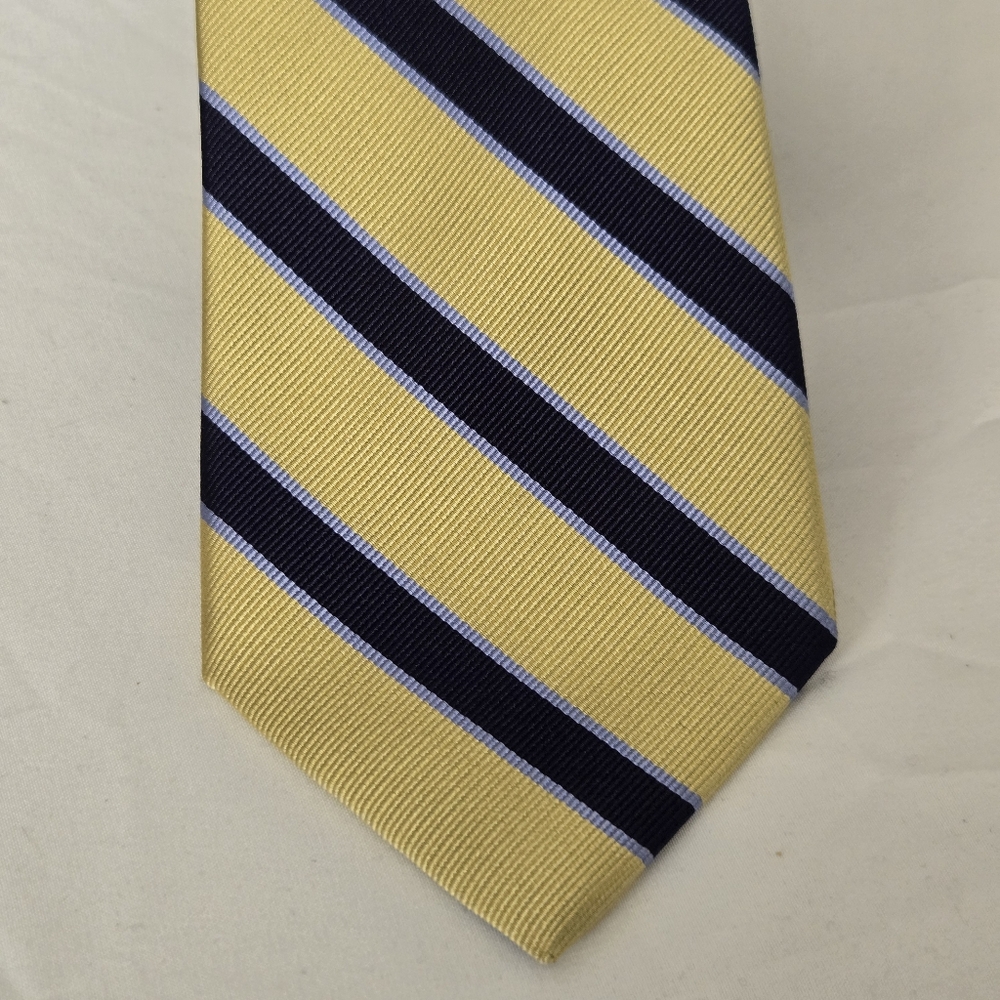 Chaps Gold and Navy Striped Repp Tie 100% Silk